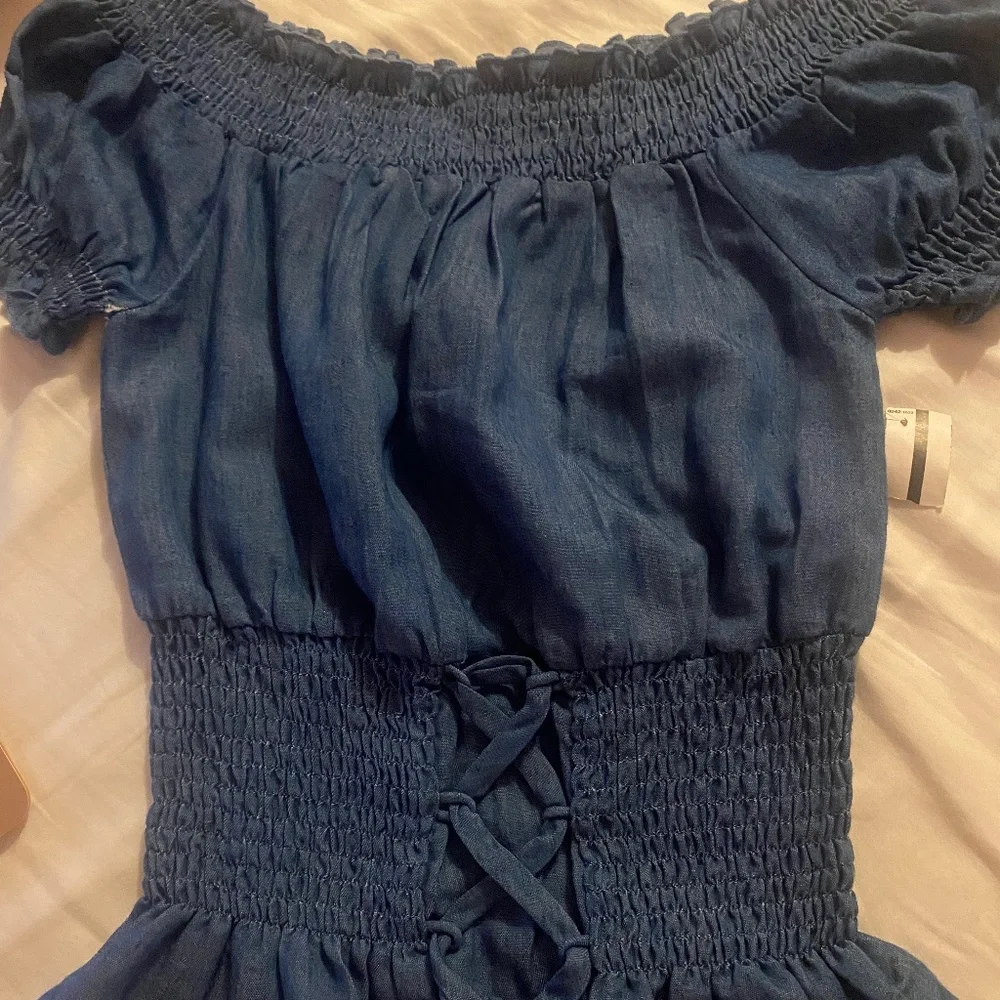 No button short sleeve Jean shirt - Picture 1 of 2